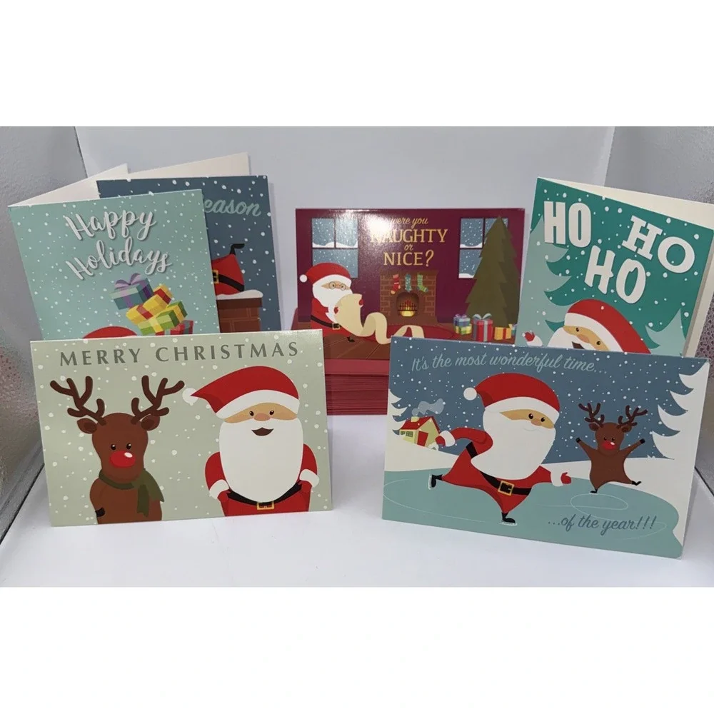 Sustainable Greetings 48 Pack‎ Santa Christmas Cards with Envelopes